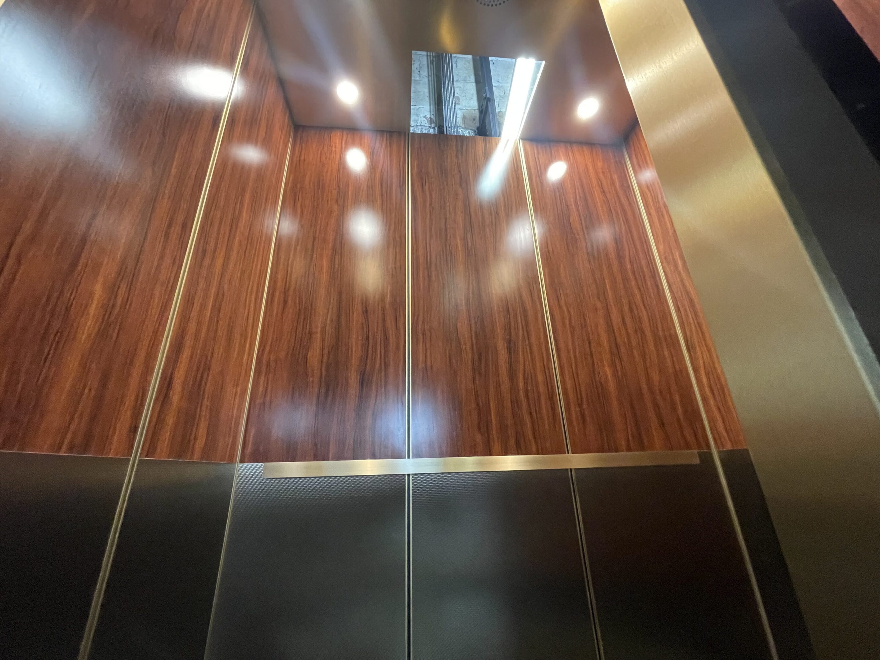 Bronze & Amber Brass Elevator Cab — Forest Hills — view 3
