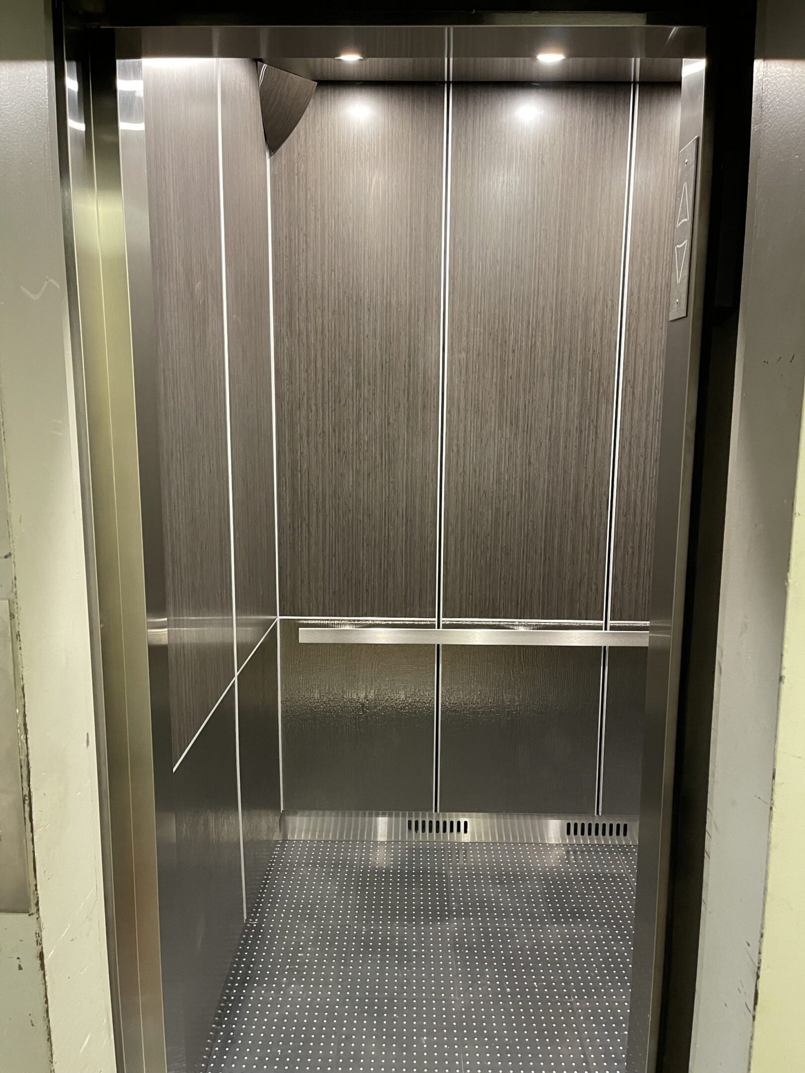 Asian Night & Woodgrain Stainless Elevator Cab — Upper East Side — 225 East 85th Street · Upper East Side, Manhattan