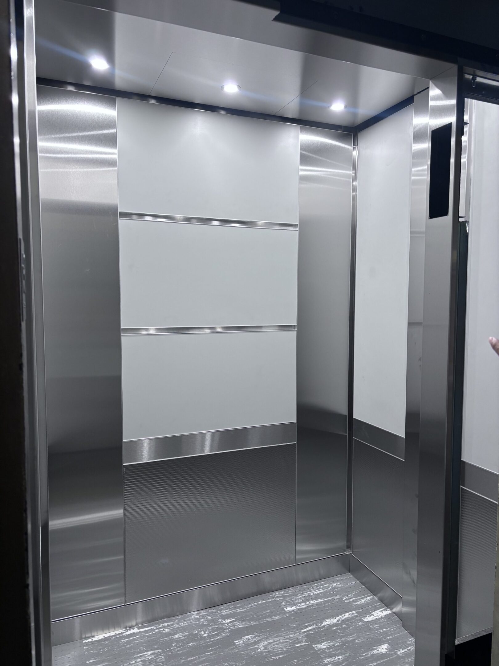Dove Grey & Stainless Elevator Cab — Chelsea — view 4