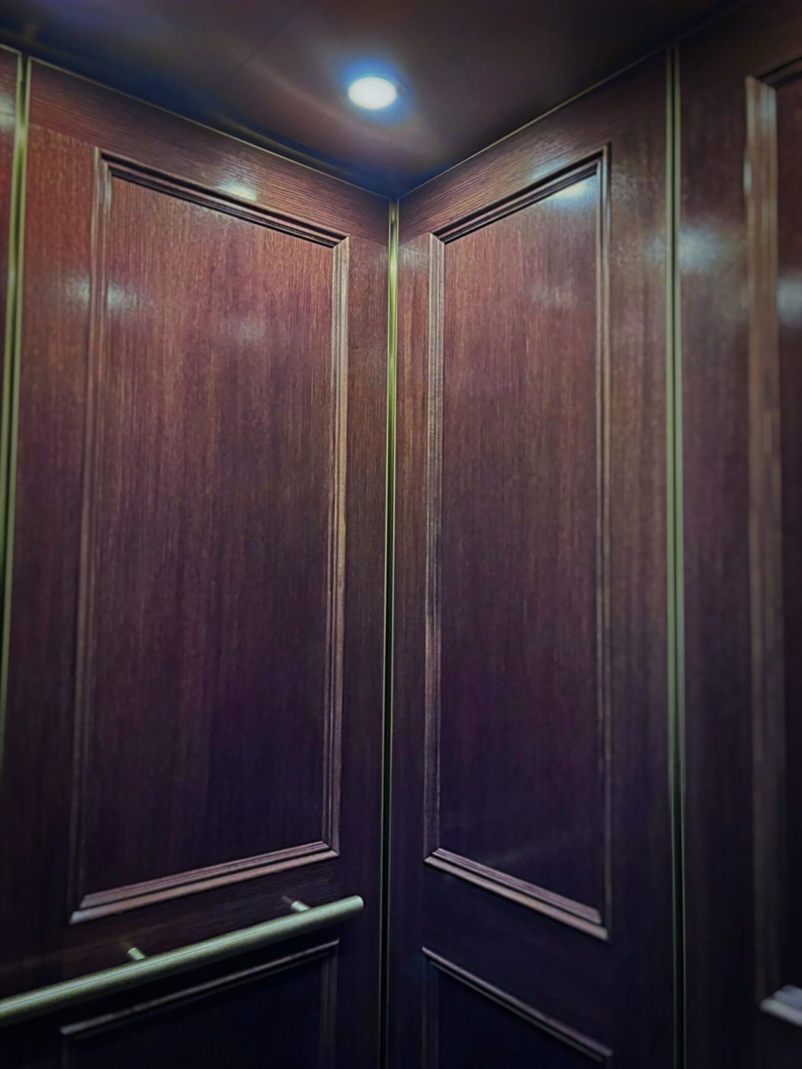 White Rift Oak & Bronze Elevator Cab — Upper West Side — view 5