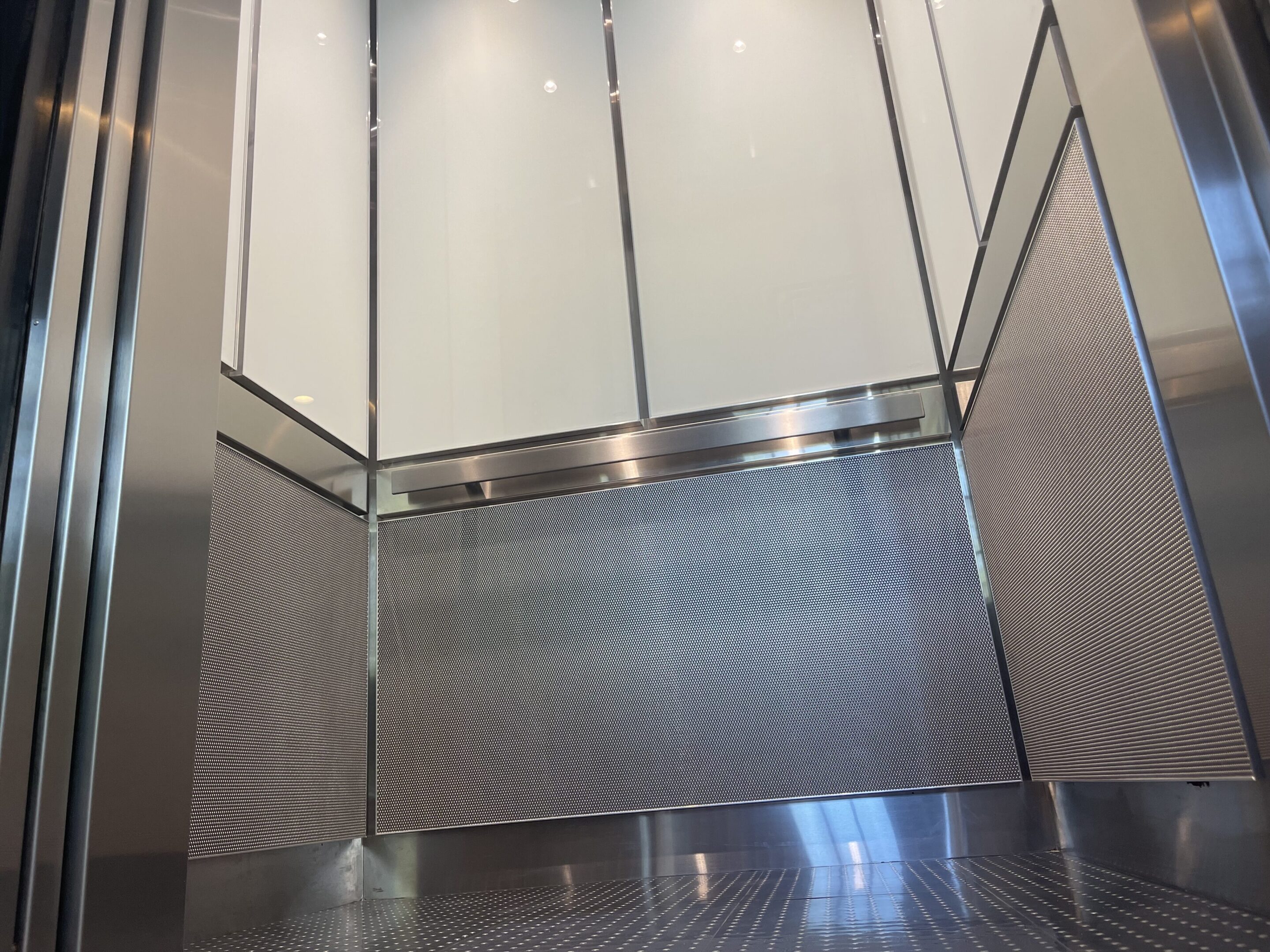 White Glass & Wire Mesh Elevator Cab — Denville, NJ — view 4