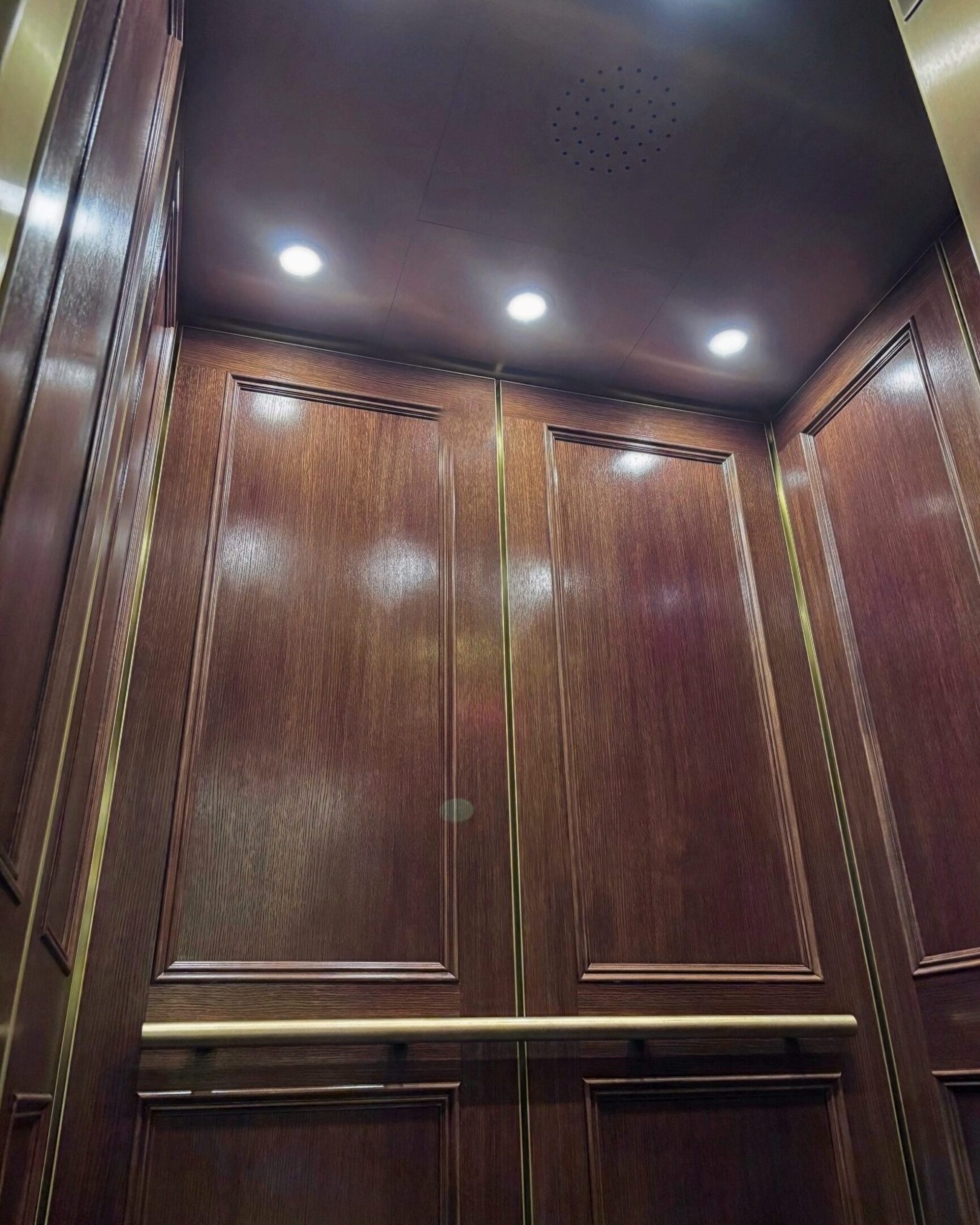 White Rift Oak & Bronze Elevator Cab — Upper West Side — view 2