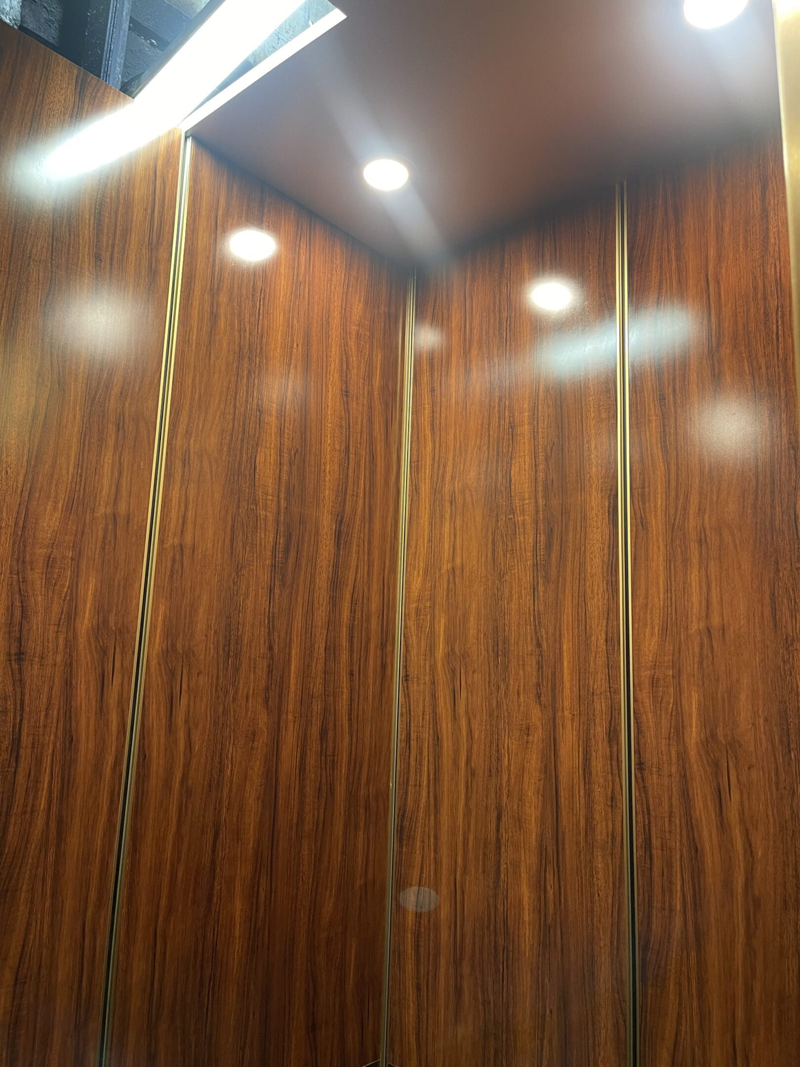 Bronze & Amber Brass Elevator Cab — Forest Hills — view 4