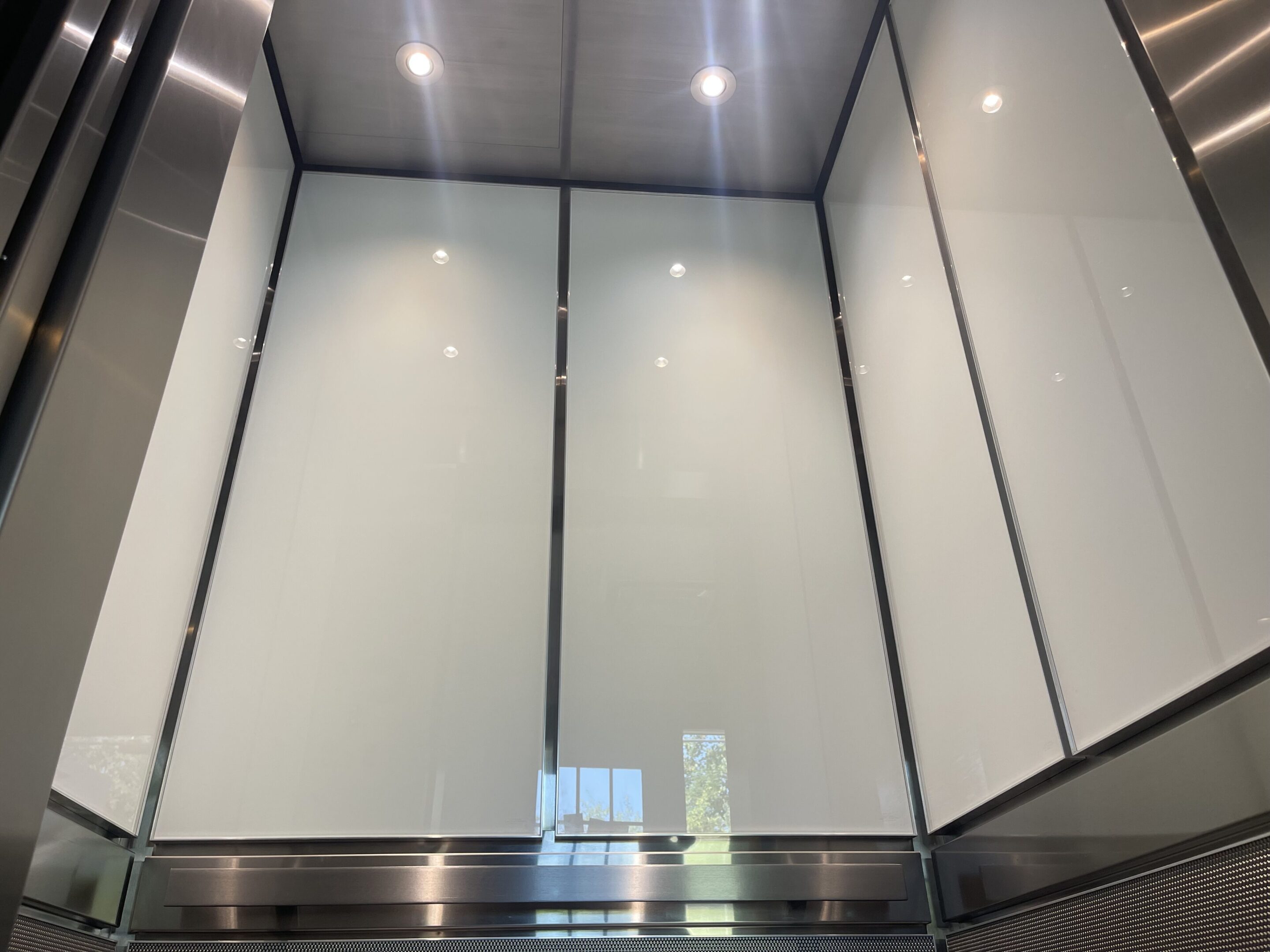 White Glass & Wire Mesh Elevator Cab — Denville, NJ — view 3