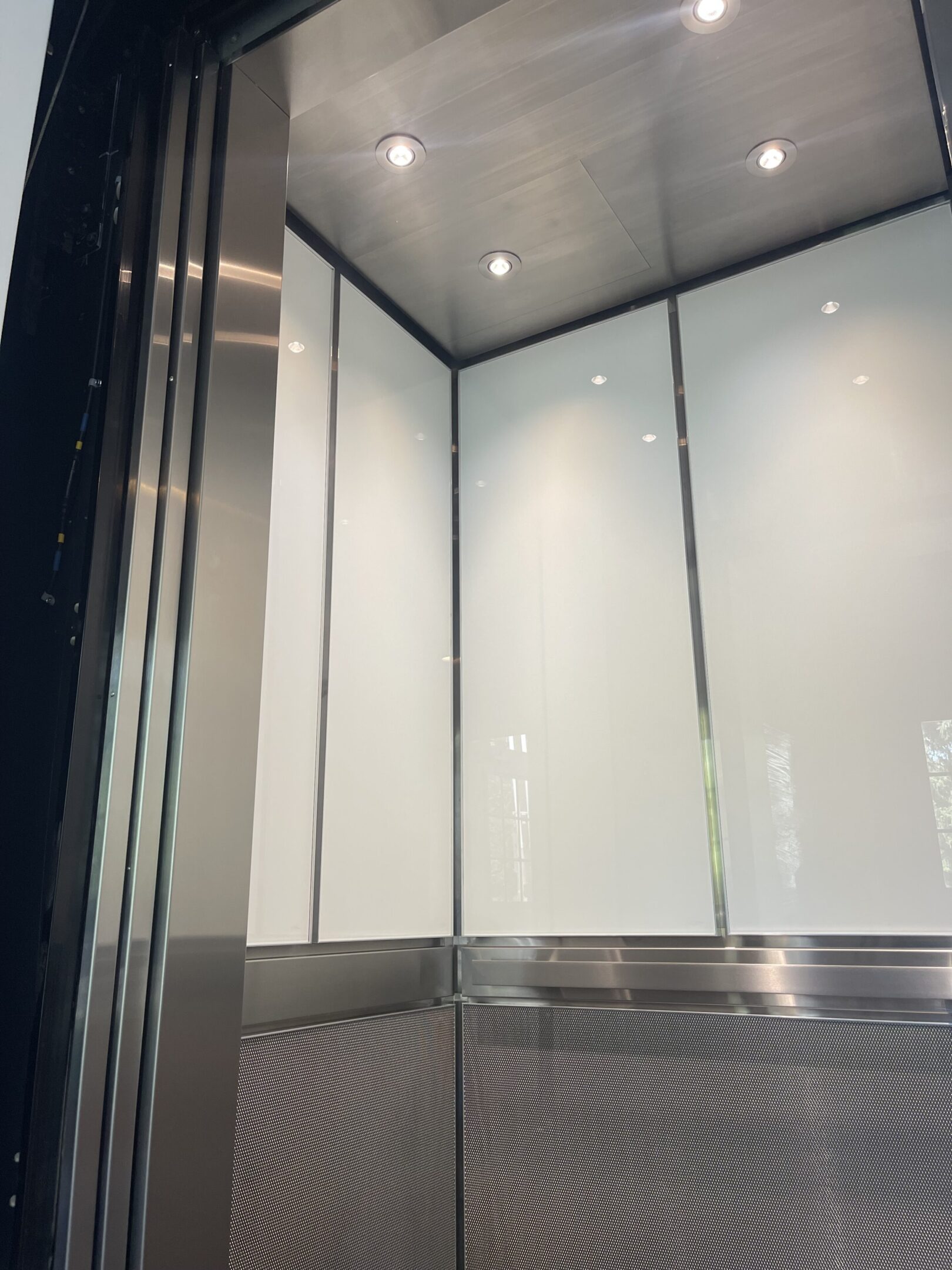 White Glass & Wire Mesh Elevator Cab — Denville, NJ — view 2