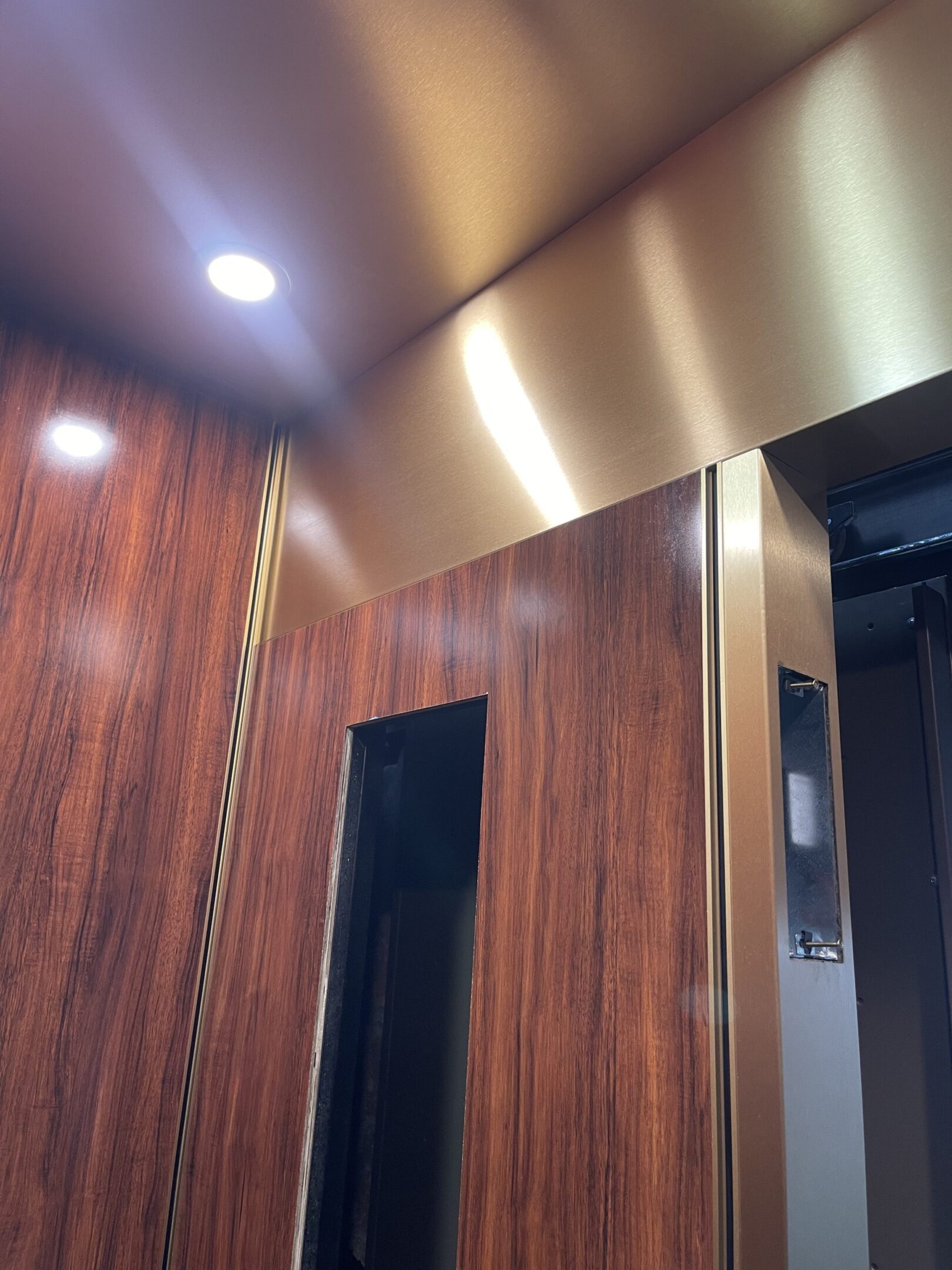 Bronze & Amber Brass Elevator Cab — Forest Hills — view 2