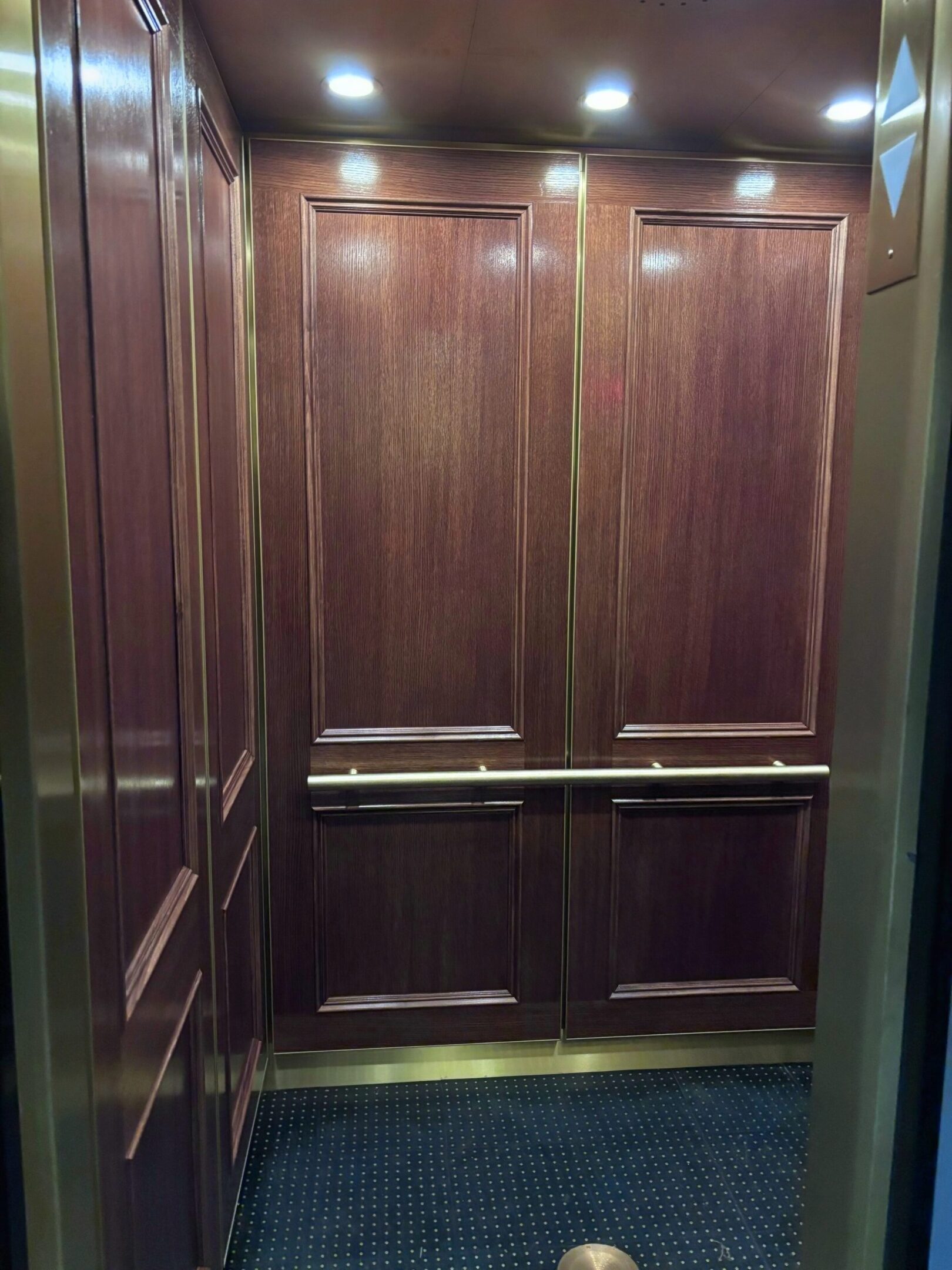 White Rift Oak & Bronze Elevator Cab — Upper West Side — view 4